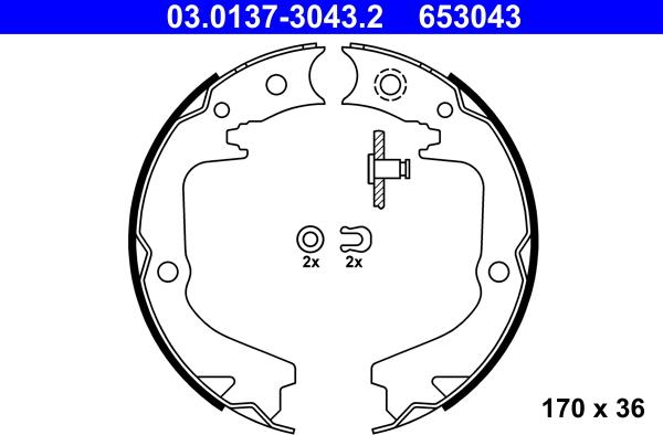 ATE 03.0137-3043.2 - Kit ganasce, Freno stazionamento autozon.pro