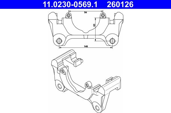 ATE 11.0230-0569.1 - Supporto, Pinza freno autozon.pro