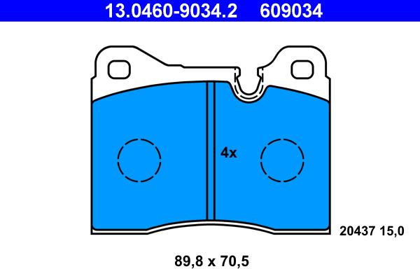 ATE 13.0460-9034.2 - Kit pastiglie freno, Freno a disco autozon.pro