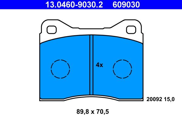 ATE 13.0460-9030.2 - Kit pastiglie freno, Freno a disco autozon.pro