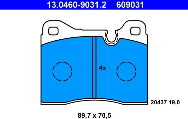 ATE 13.0460-9031.2 - Kit pastiglie freno, Freno a disco autozon.pro