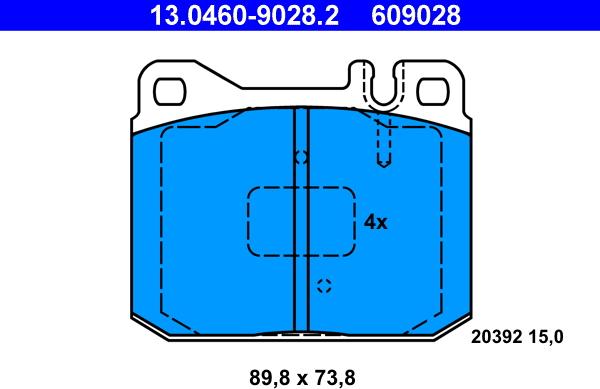 ATE 13.0460-9028.2 - Kit pastiglie freno, Freno a disco autozon.pro