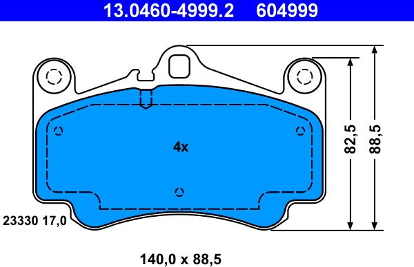 ATE 13.0460-4999.2 - Kit pastiglie freno, Freno a disco autozon.pro