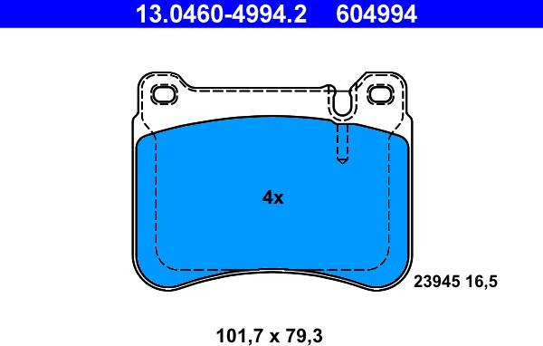 ATE 13.0460-4994.2 - Kit pastiglie freno, Freno a disco autozon.pro