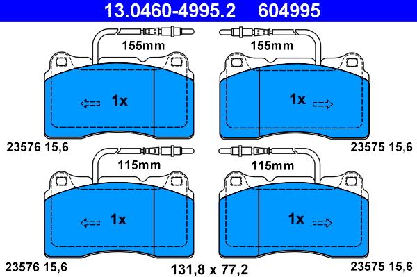 ATE 13.0460-4995.2 - Kit pastiglie freno, Freno a disco autozon.pro