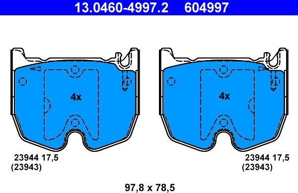 ATE 13.0460-4997.2 - Kit pastiglie freno, Freno a disco autozon.pro