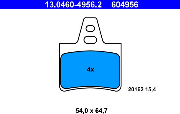 ATE 13.0460-4956.2 - Kit pastiglie freno, Freno a disco autozon.pro