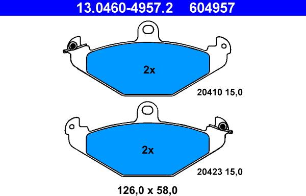 ATE 13.0460-4957.2 - Kit pastiglie freno, Freno a disco autozon.pro