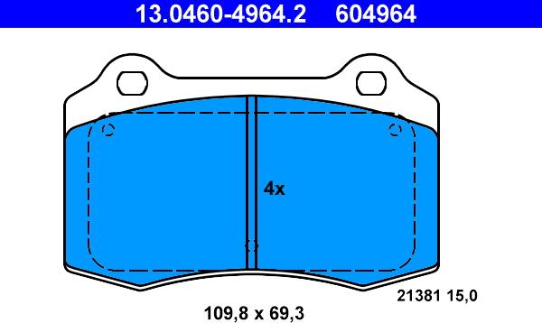 ATE 13.0460-4964.2 - Kit pastiglie freno, Freno a disco autozon.pro