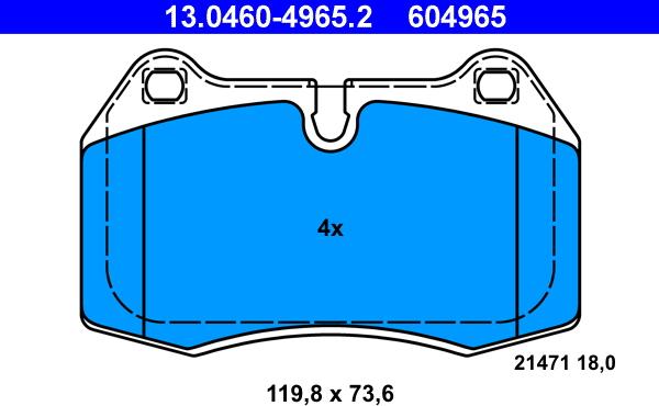 ATE 13.0460-4965.2 - Kit pastiglie freno, Freno a disco autozon.pro