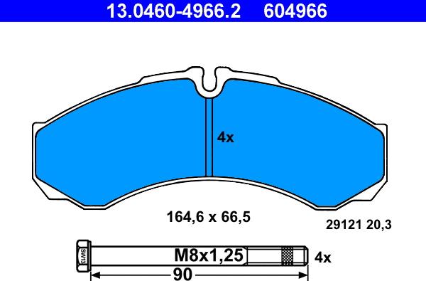 ATE 13.0460-4966.2 - Kit pastiglie freno, Freno a disco autozon.pro