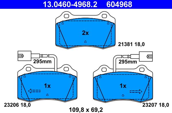 ATE 13.0460-4968.2 - Kit pastiglie freno, Freno a disco autozon.pro