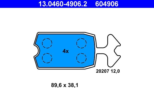 ATE 13.0460-4906.2 - Kit pastiglie freno, Freno a disco autozon.pro