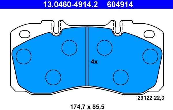 ATE 13.0460-4914.2 - Kit pastiglie freno, Freno a disco autozon.pro