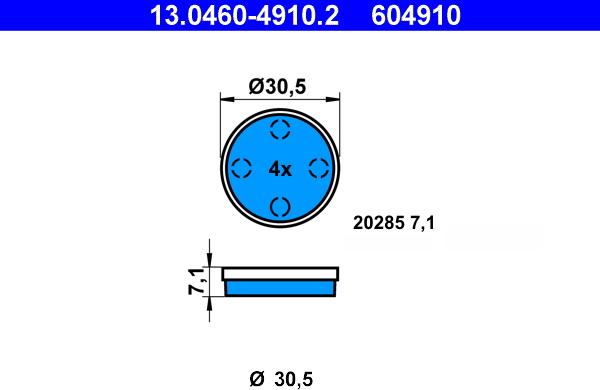 ATE 13.0460-4910.2 - Kit pastiglie freno, Freno a disco autozon.pro