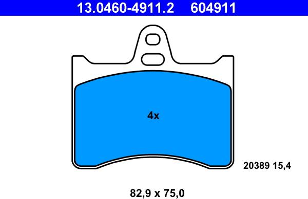 ATE 13.0460-4911.2 - Kit pastiglie freno, Freno a disco autozon.pro