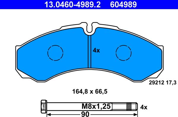 ATE 13.0460-4989.2 - Kit pastiglie freno, Freno a disco autozon.pro