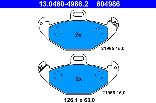 ATE 13.0460-4986.2 - Kit pastiglie freno, Freno a disco autozon.pro