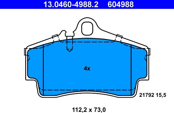 ATE 13.0460-4988.2 - Kit pastiglie freno, Freno a disco autozon.pro