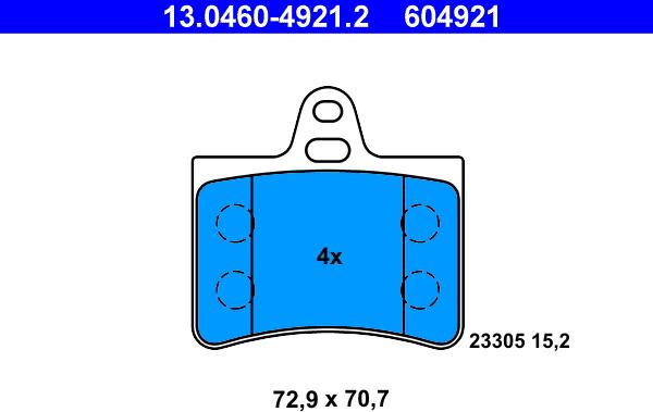 ATE 13.0460-4921.2 - Kit pastiglie freno, Freno a disco autozon.pro