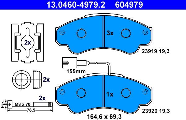 ATE 13.0460-4979.2 - Kit pastiglie freno, Freno a disco autozon.pro