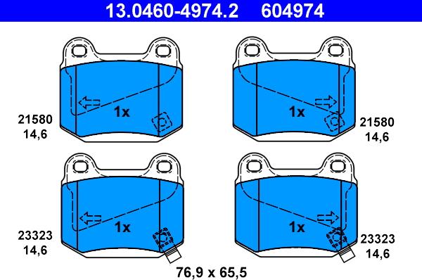 ATE 13.0460-4974.2 - Kit pastiglie freno, Freno a disco autozon.pro