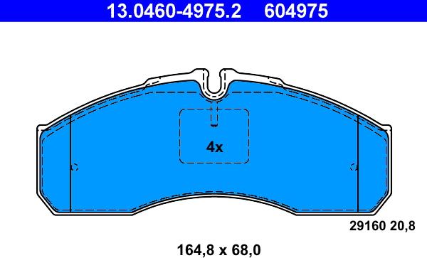 ATE 13.0460-4975.2 - Kit pastiglie freno, Freno a disco autozon.pro