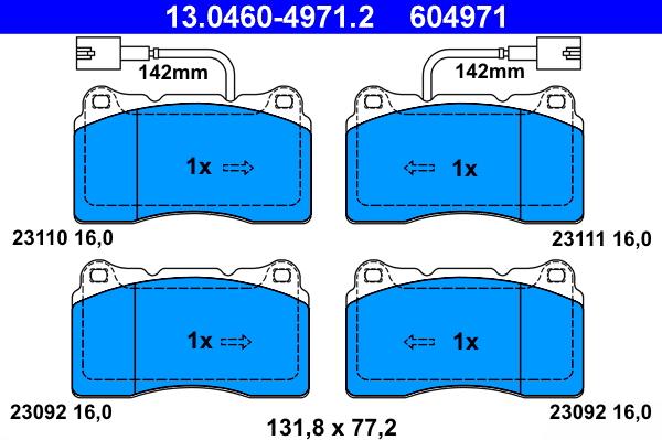 ATE 13.0460-4971.2 - Kit pastiglie freno, Freno a disco autozon.pro