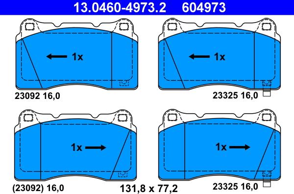 ATE 13.0460-4973.2 - Kit pastiglie freno, Freno a disco autozon.pro