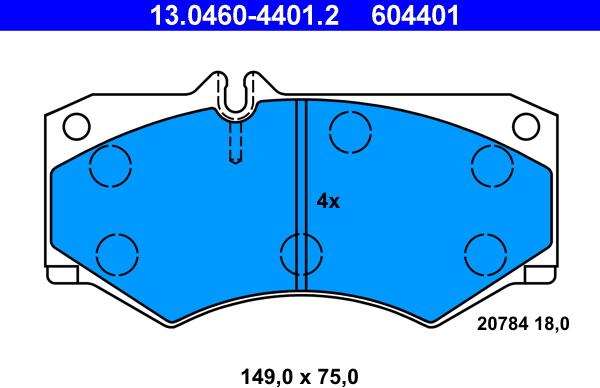 ATE 13.0460-4401.2 - Kit pastiglie freno, Freno a disco autozon.pro