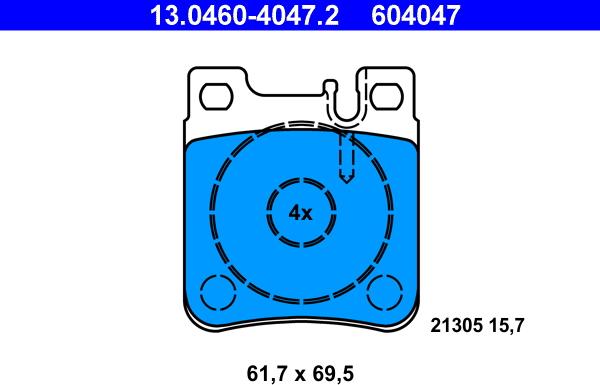 ATE 13.0460-4047.2 - Kit pastiglie freno, Freno a disco autozon.pro