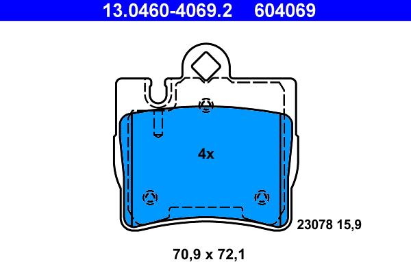 ATE 13.0460-4069.2 - Kit pastiglie freno, Freno a disco autozon.pro