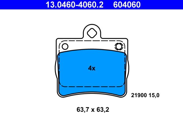 ATE 13.0460-4060.2 - Kit pastiglie freno, Freno a disco autozon.pro