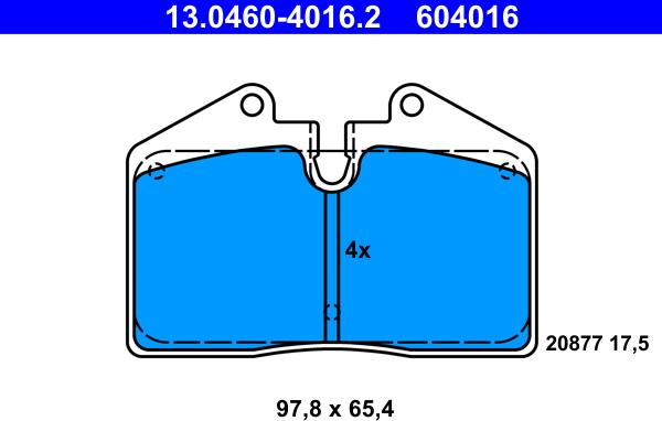 ATE 13.0460-4016.2 - Kit pastiglie freno, Freno a disco autozon.pro