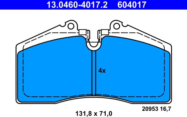 ATE 13.0460-4017.2 - Kit pastiglie freno, Freno a disco autozon.pro