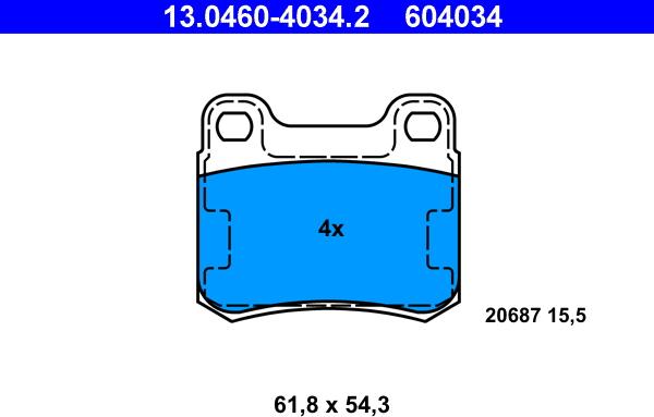 ATE 13.0460-4034.2 - Kit pastiglie freno, Freno a disco autozon.pro