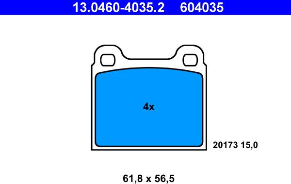 ATE 13.0460-4035.2 - Kit pastiglie freno, Freno a disco autozon.pro