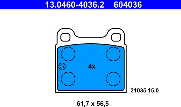 ATE 13.0460-4036.2 - Kit pastiglie freno, Freno a disco autozon.pro