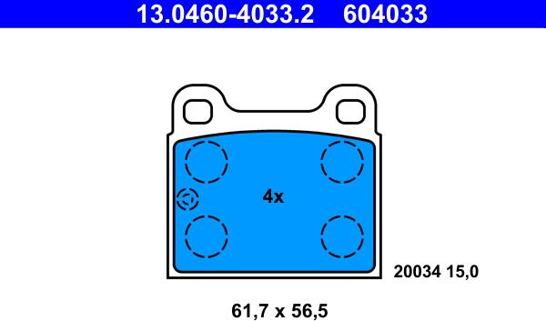 ATE 13.0460-4033.2 - Kit pastiglie freno, Freno a disco autozon.pro