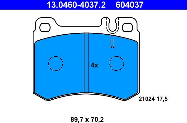 ATE 13.0460-4037.2 - Kit pastiglie freno, Freno a disco autozon.pro