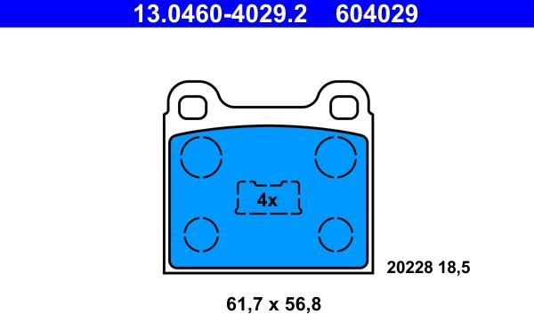 ATE 13.0460-4029.2 - Kit pastiglie freno, Freno a disco autozon.pro