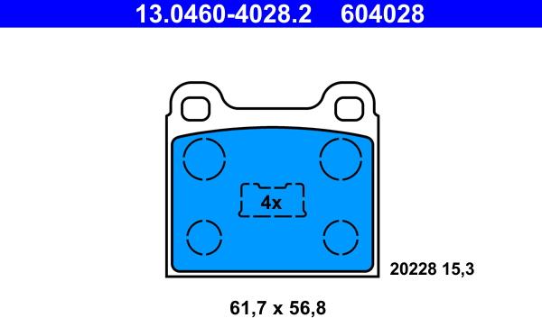 ATE 13.0460-4028.2 - Kit pastiglie freno, Freno a disco autozon.pro