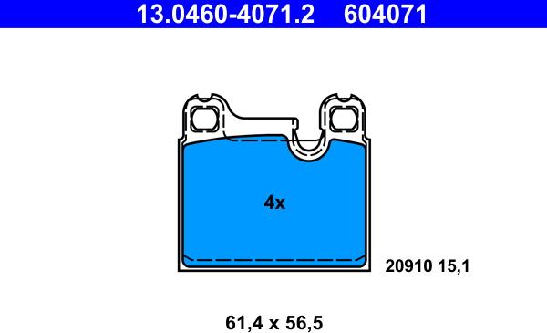 ATE 13.0460-4071.2 - Kit pastiglie freno, Freno a disco autozon.pro