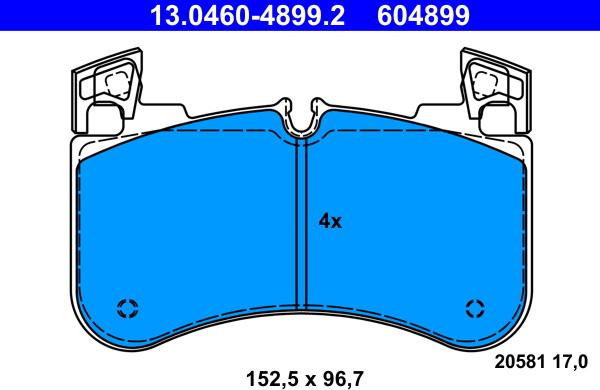 ATE 13.0460-4899.2 - Kit pastiglie freno, Freno a disco autozon.pro