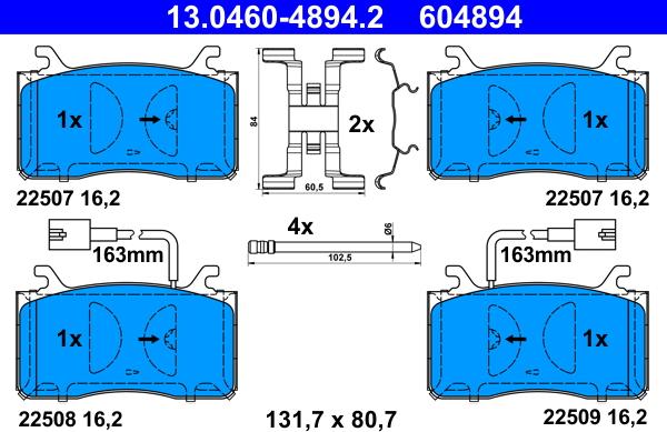 ATE 13.0460-4894.2 - Kit pastiglie freno, Freno a disco autozon.pro