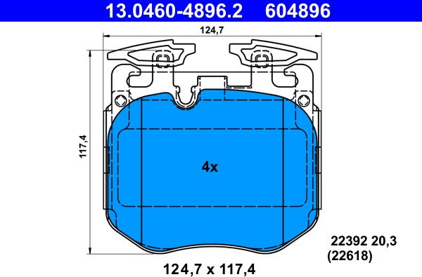 ATE 13.0460-4896.2 - Kit pastiglie freno, Freno a disco autozon.pro