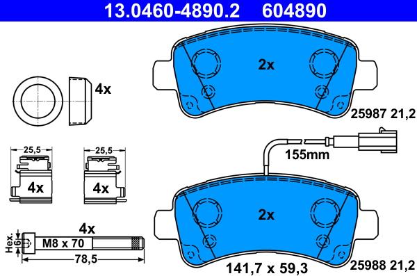 ATE 13.0460-4890.2 - Kit pastiglie freno, Freno a disco autozon.pro