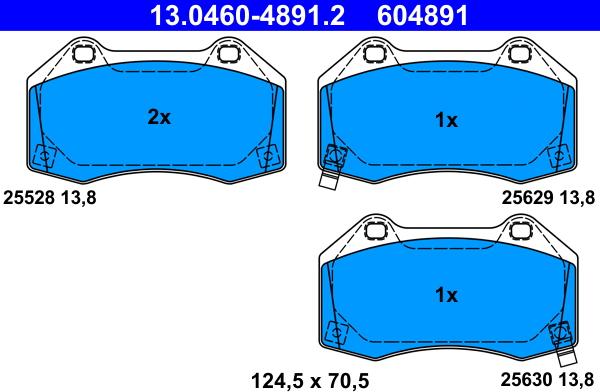 ATE 13.0460-4891.2 - Kit pastiglie freno, Freno a disco autozon.pro