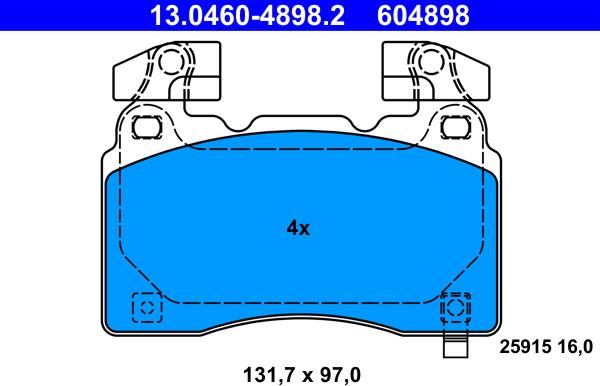 ATE 13.0460-4898.2 - Kit pastiglie freno, Freno a disco autozon.pro