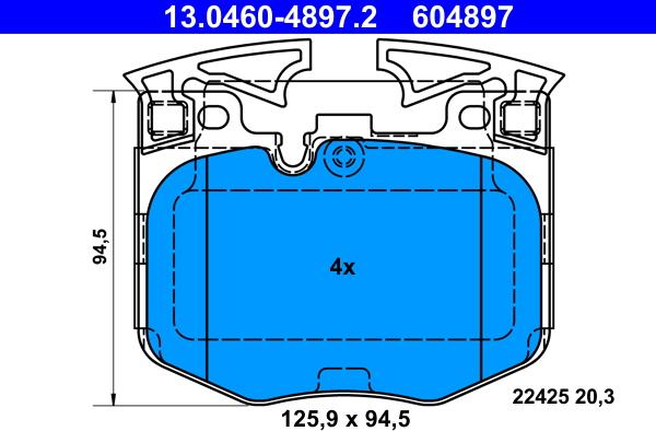 ATE 13.0460-4897.2 - Kit pastiglie freno, Freno a disco autozon.pro